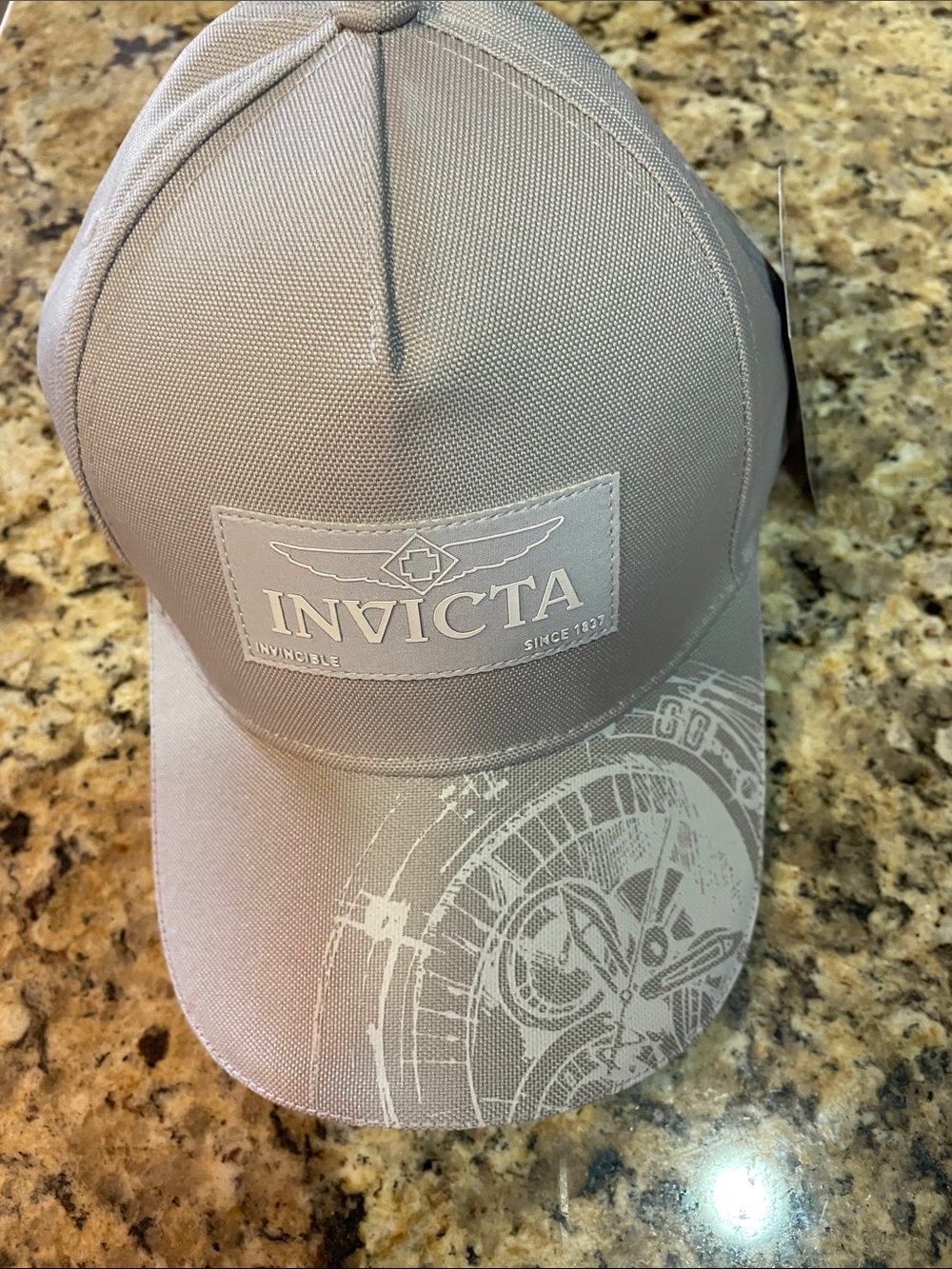 Invicta Light Gray Logo Cap with Watch-Face Brim Graphic